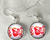 Pyrex Friendship Pattern Earrings May Birthday Pyrex Collector Red Pyrex Retro Earrings
