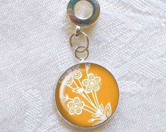 Golden Butterflies and Flowers Charm, Pyrex Butterfly Gold Individual Charm, Cell Phone Charm, Layering Pieces