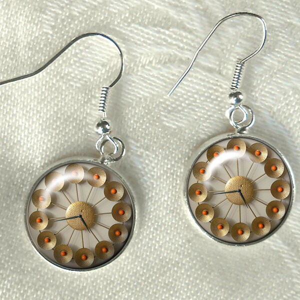 Star Burst Uhr Ohrringe ~ Atomic Clock Ohrringe ~ MidCentury Modern ~ Eames Ära ~ Starburst Uhr ~ Retro-Schmuck