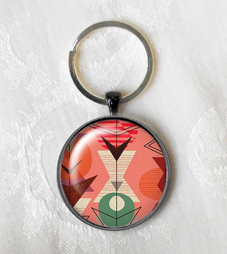 Mid-century Modern Atomic Keychain, Gunmetal Silver Keyring - Etsy