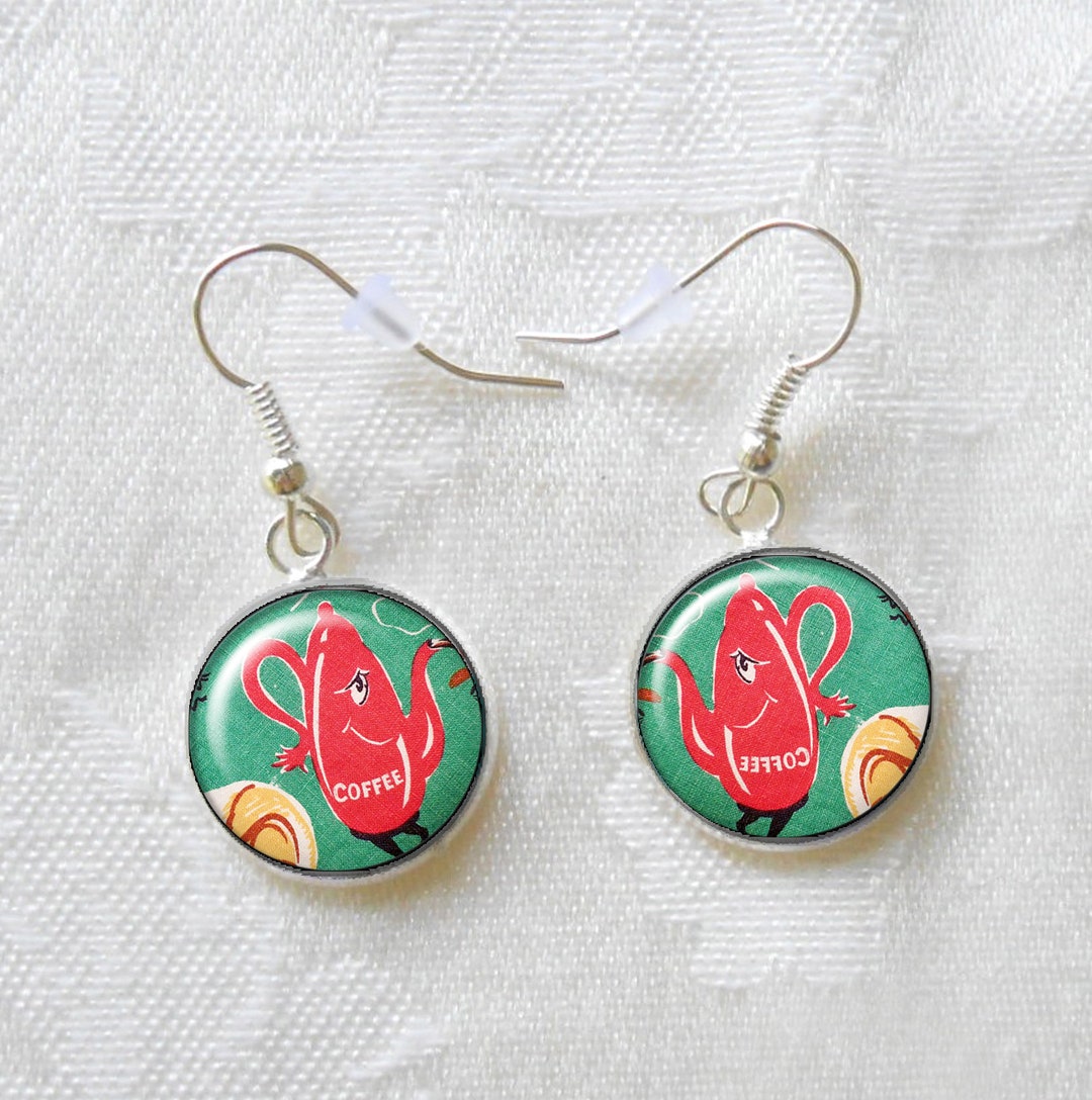 Kitschy Red Coffeepot Earrings Coffeepot Earrings Retro Etsy