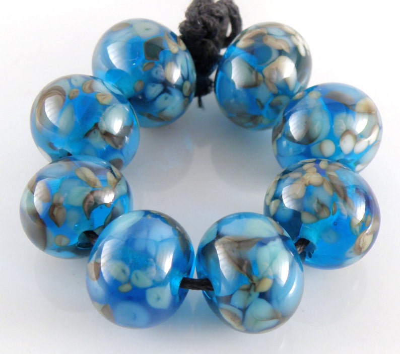 Copper Moon SRA Lampwork Handmade Artisan Glass DonutRound Beads Made to Order Set of 8 8x12mm