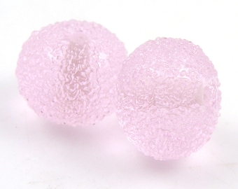 Sugared Rose Quartz Earring Pair SRA Lampwork Handmade Artisan Glass Donut/Round Beads Made to Order Pair of 2 8x12mm