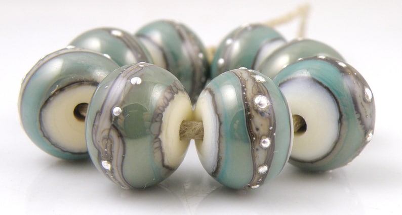 Copper Moon SRA Lampwork Handmade Artisan Glass DonutRound Beads Made to Order Set of 8 8x12mm