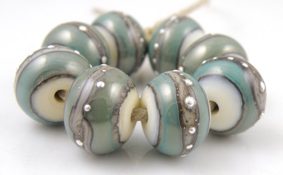 Copper Moon SRA Lampwork Handmade Artisan Glass DonutRound Beads Made to Order Set of 8 8x12mm