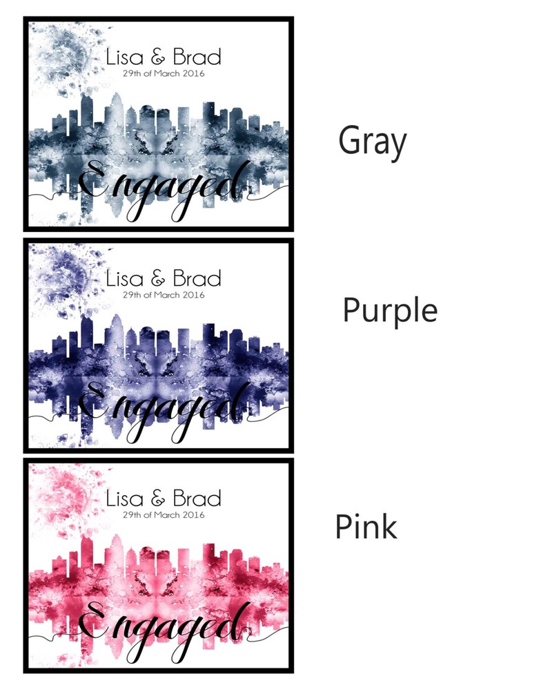 Charlotte Skyline Engagement Gift Skyline Personalized Gift Etsy