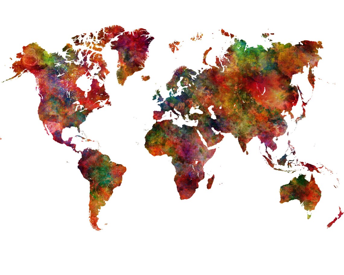 Large World Map Poster World Map Large Map Art World Map Decor Etsy