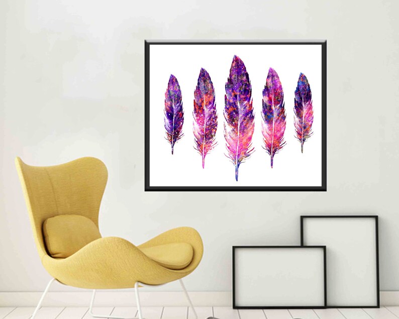 Feather Wall Art Feather Watercolor Feather Prints Watercolur Etsy