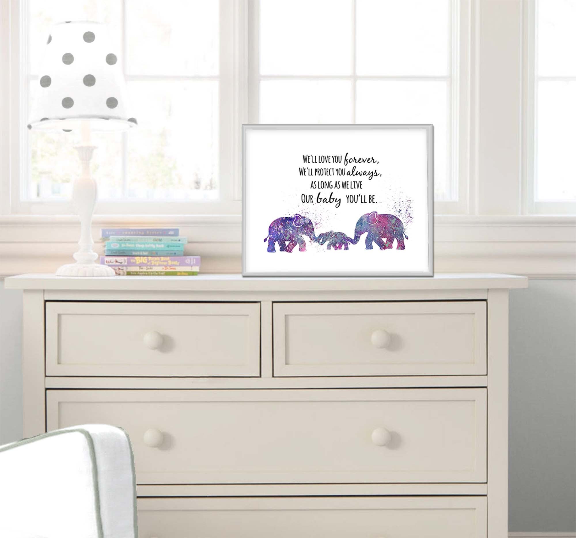 Purple Elephant Nursery wall decor Nursery wall art Prints Etsy