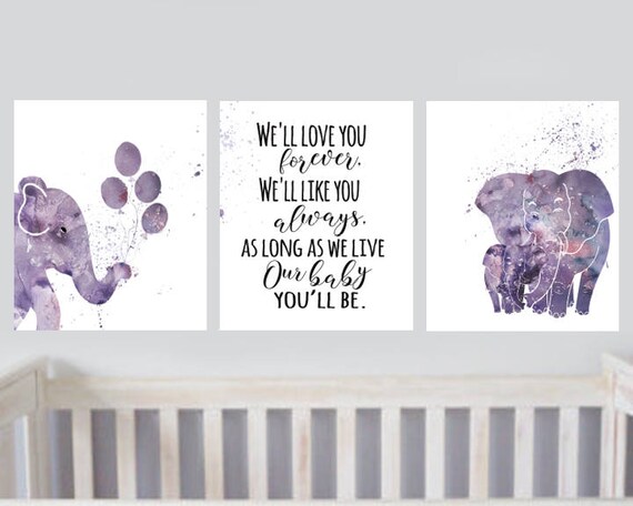 purple elephant nursery decor