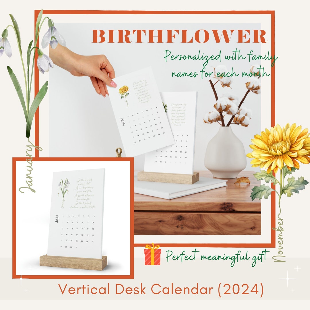 Custom Calendar Cards 2024 Personalized Calander Birth Flower - Etsy