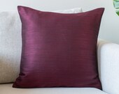 Plum Euro Shams, 26x26 inch, Faux Silk wth Slub Texture, Accent Bed Pillows
