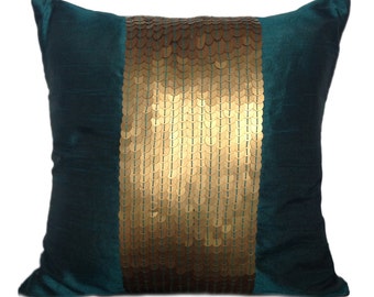 teal and gold throw
