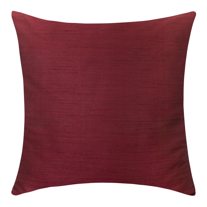 Burgundy Throw Pillow Covers 16x16 inch Faux Silk wth Slub | Etsy