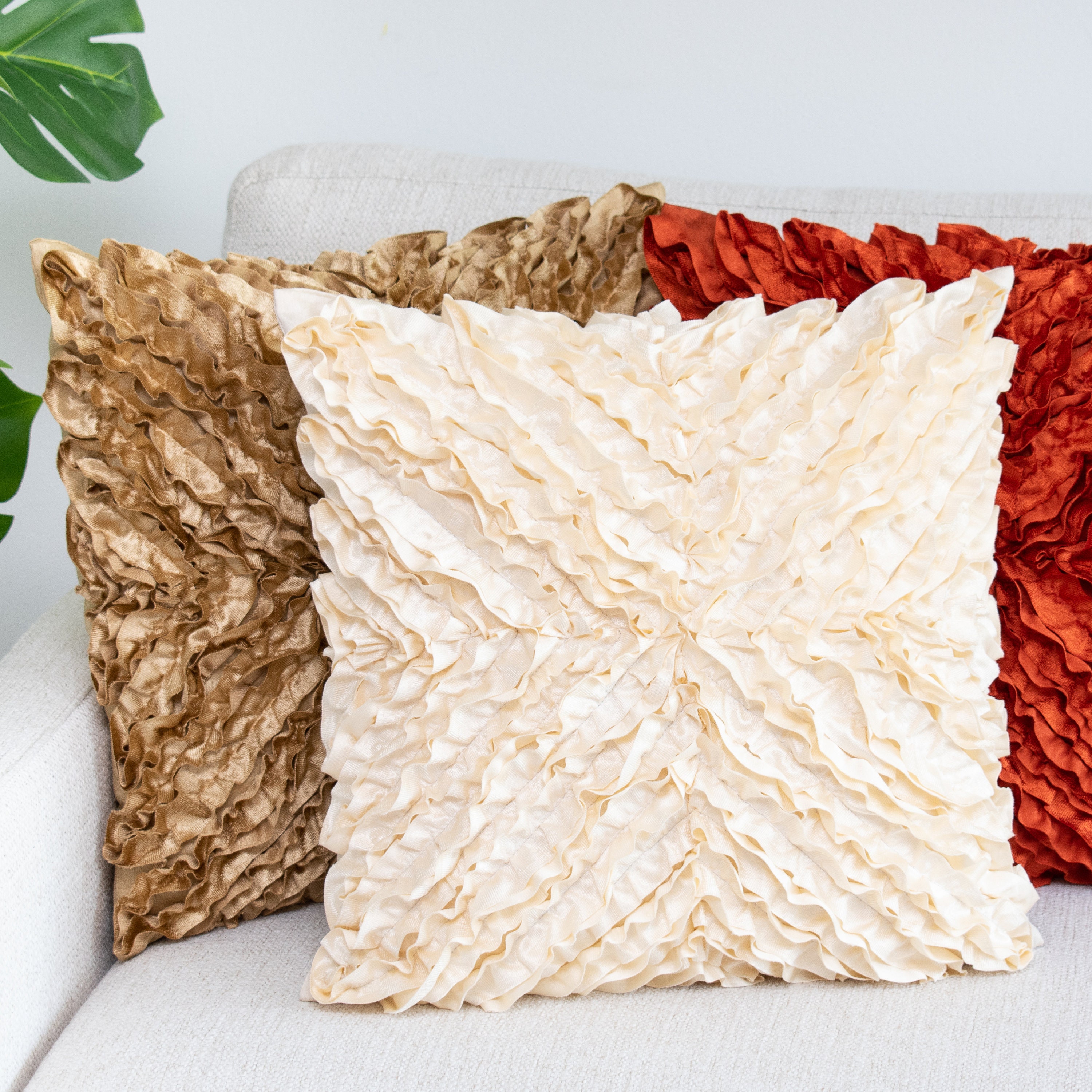 Maroon Textured Throw Pillow Cover with Ruffles 18x18 inch Etsy