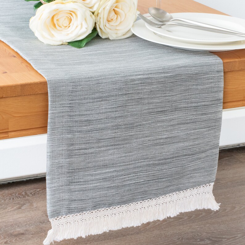 Silver Long Table Runner 120 inches long Macrame Crochet Etsy