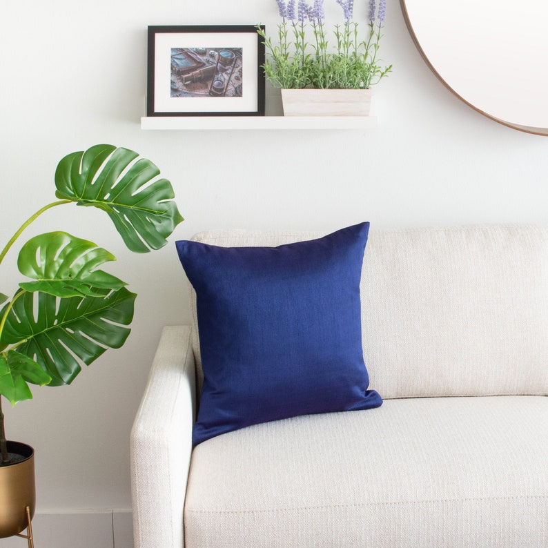 Dark Blue Decorative Pillow Cover 22x22 Inch for Sofa Couch Etsy