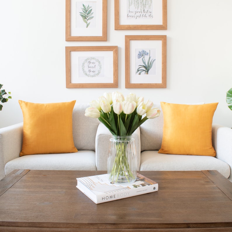 Mango Yellow Accent Pillow Covers 22x22 inch Faux Silk wth Etsy