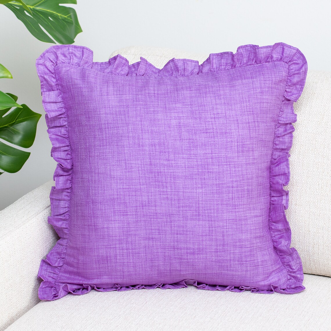Lavender Solid Euro Sham Pillow Cover with Frills 26x26 inch Etsy