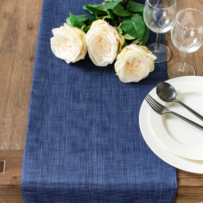 Dark Blue Side Table Runners 36 inch Long Dresser Scarf for Etsy