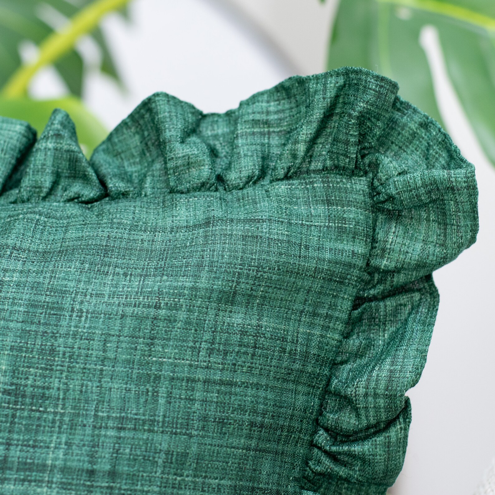 Emerald Green Cushion Cover Solid Frills 20x20 inch for Etsy