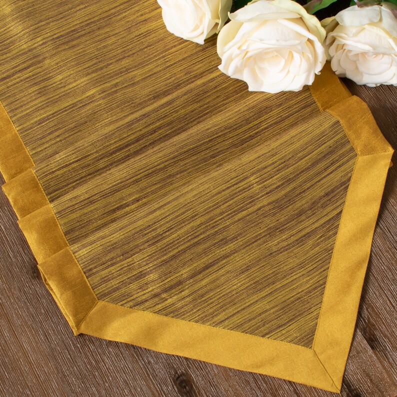 Mustard Yellow Dining Table Runner 72 inches long V Ends For Etsy