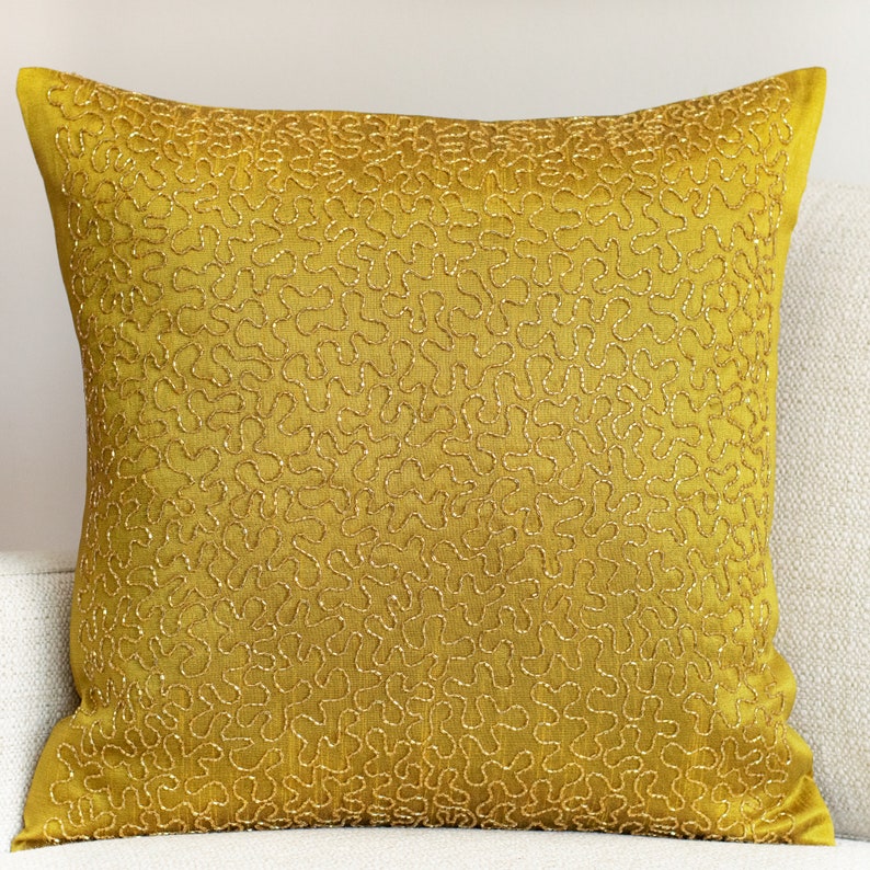 Mustard Yellow Euro Sham Covers 26x26 inch Embroidered Etsy