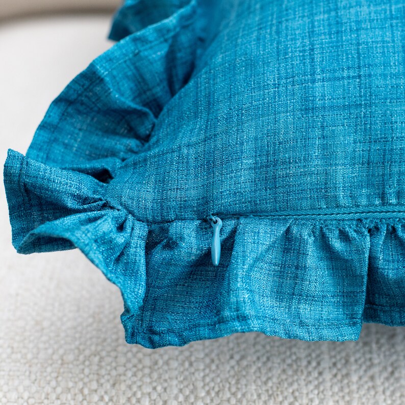 Turquoise Solid Euro Sham Pillow Cover With Frills 26x26 Etsy