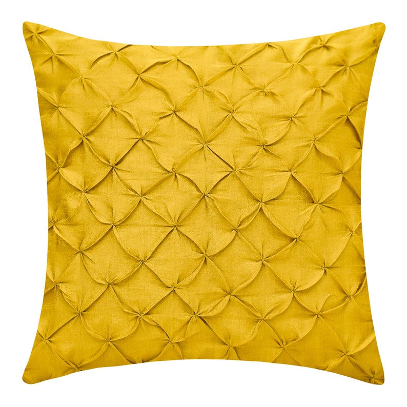 Mustard Yellow Throw Pillow Cover Pinch Pleat Textured Etsy