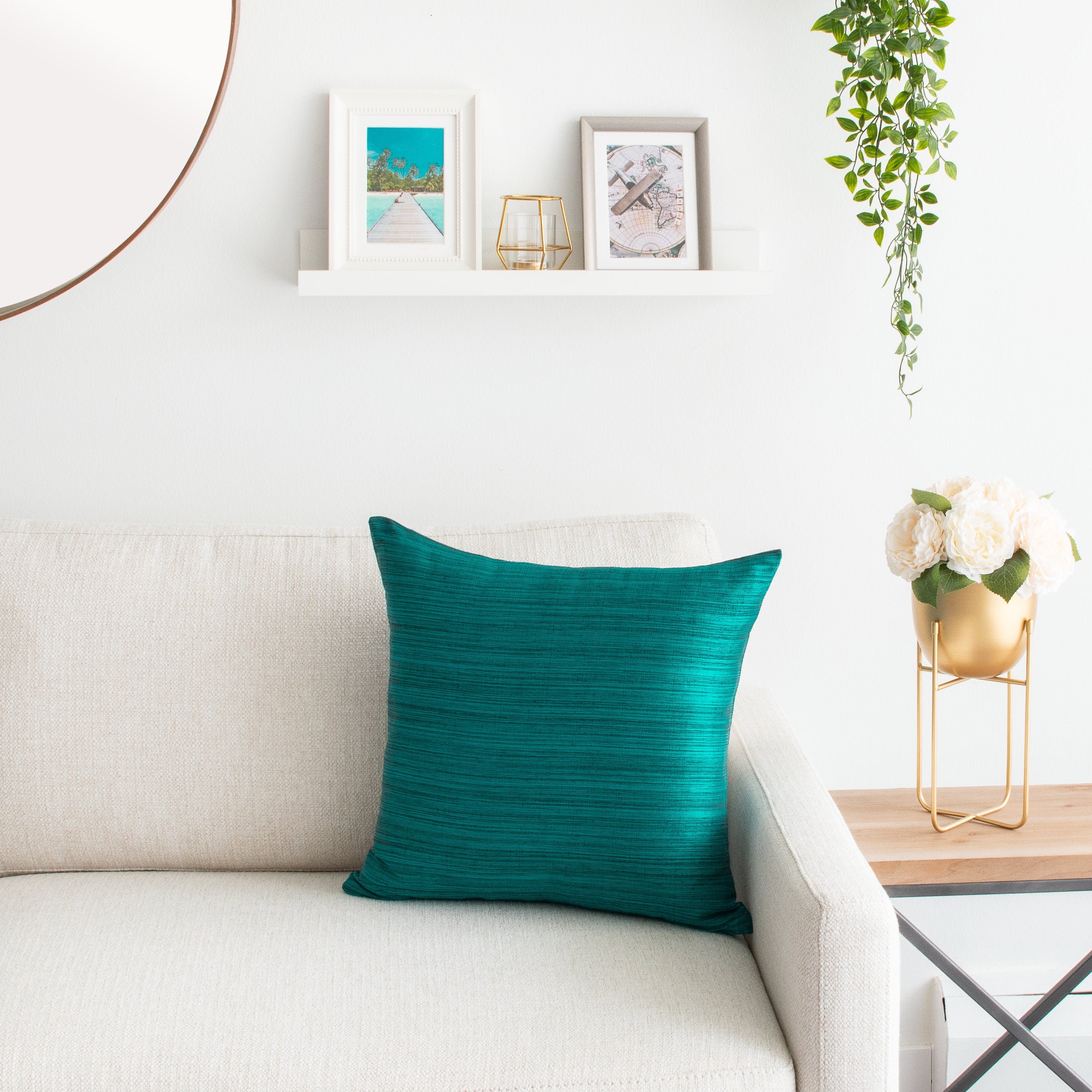 Teal Green Throw Pillow Cover 18x18 inch Luxurious Elegant Etsy