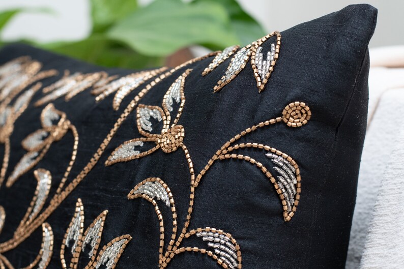 Black Gold Throw Pillow Cover Luxurious Elegant Decorative Etsy