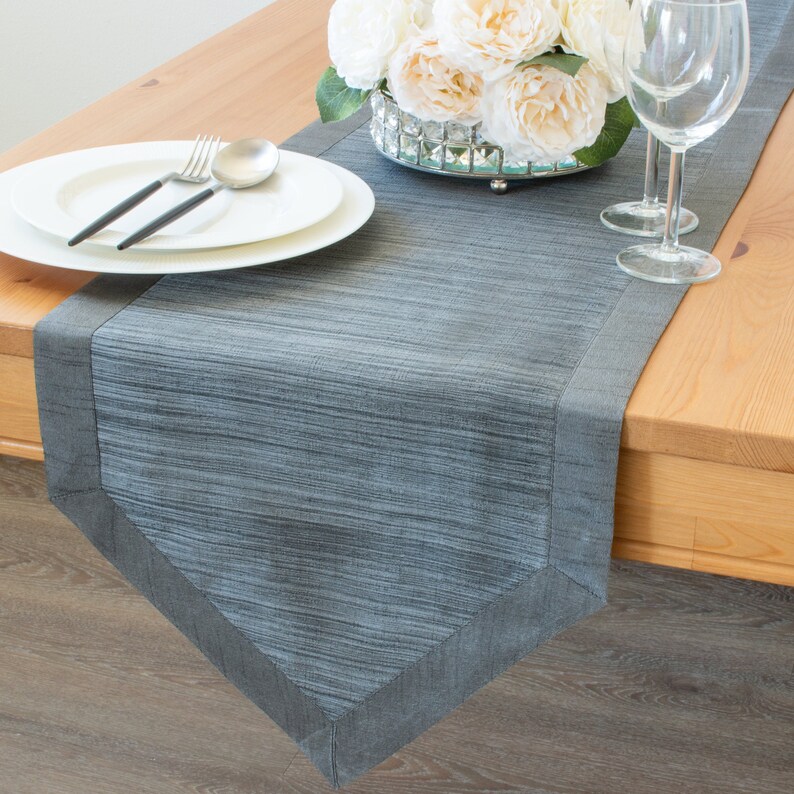 Grey Side Table Runners 36 inch Long V Ends For Etsy