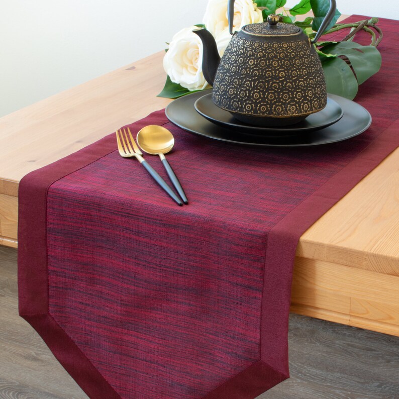 Burgundy Long Table Runner 120 inches long V Ends For Etsy