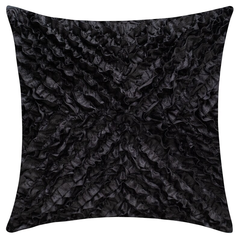 Black Textured Euro Sham Pillow Cover With Ruffles 26x26 Etsy