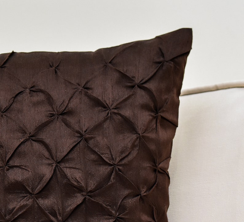Dark Brown Throw Pillow Cover Pinch Pleat Textured Pillow Etsy