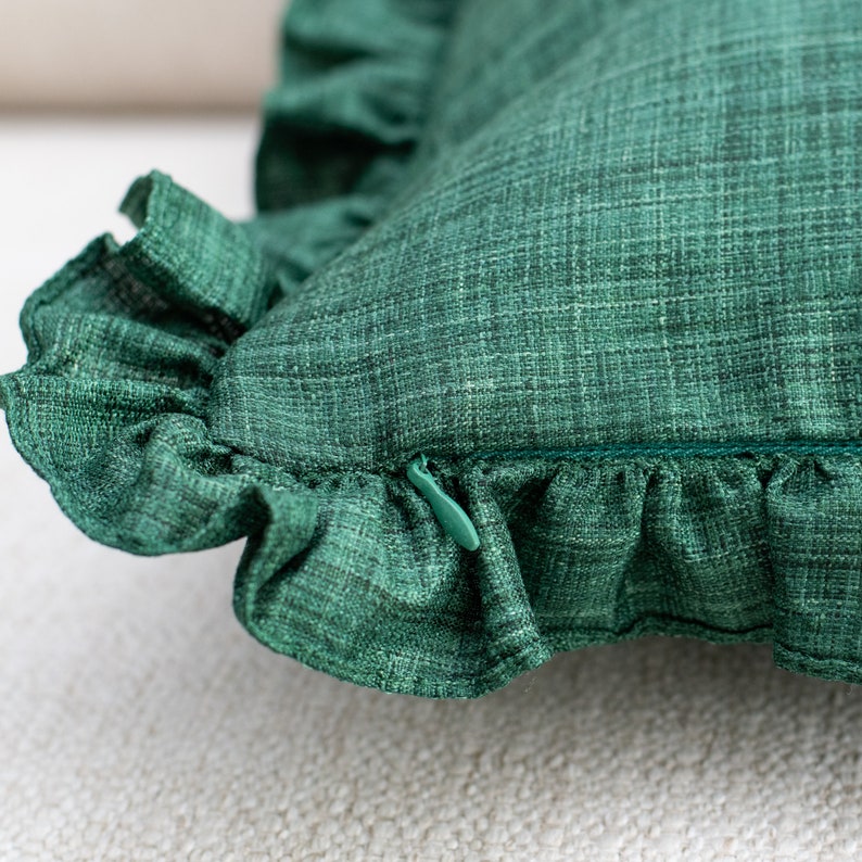 Emerald Green Solid Euro Sham Pillow Cover with Frills 26x26 Etsy