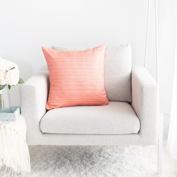 Peach Throw Pillow Cover Minimalist Contemporary Pillows Etsy
