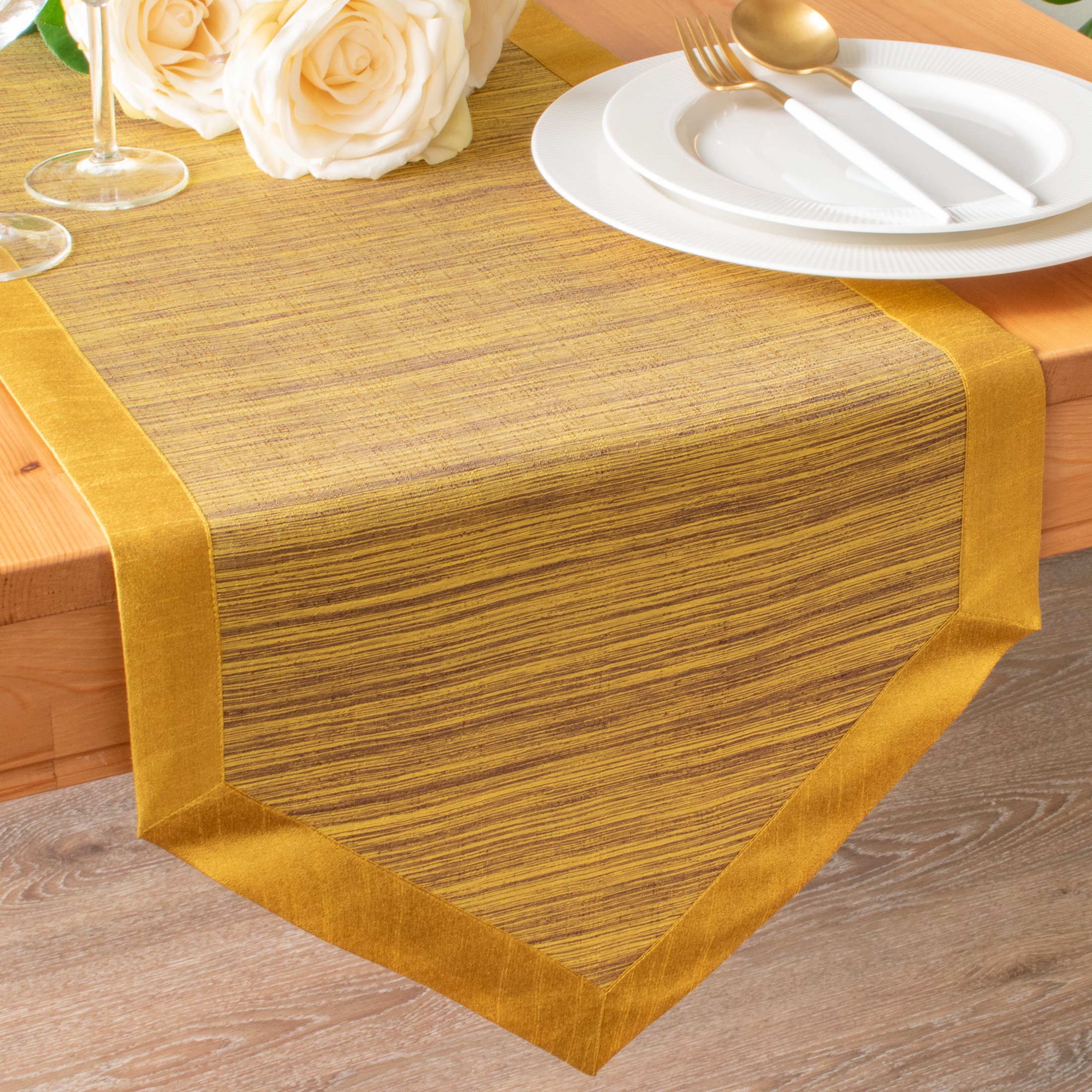 Mustard Yellow Extra Long Table Runner 144 inches V Ends For Etsy