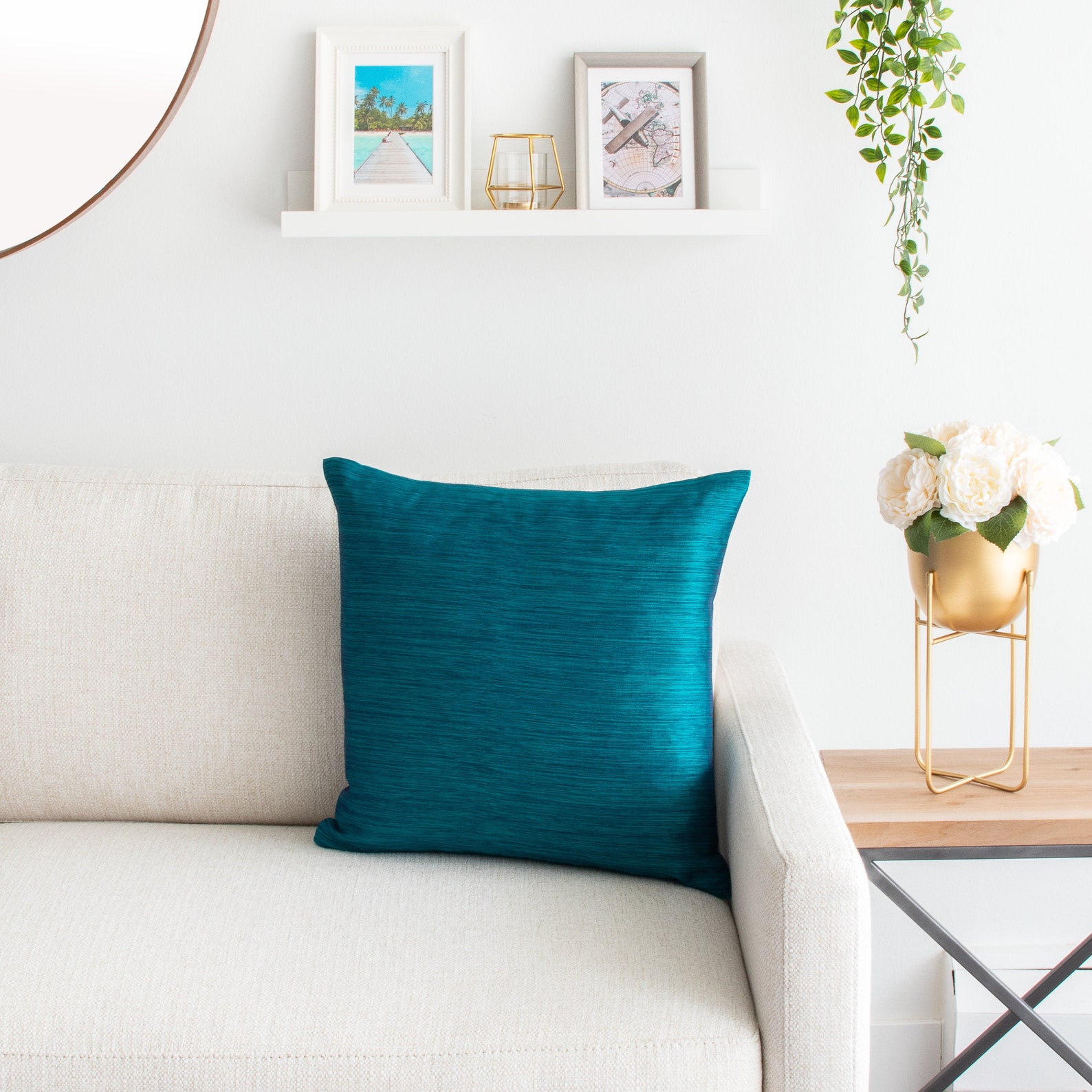 Teal Blue Decorative Pillow Cover 22x22 Inch for Sofa Couch Etsy