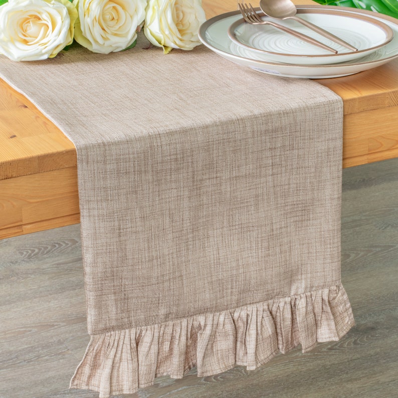 Natural Color Dresser Scarf With Ruffles 48 inch Long Runner Etsy