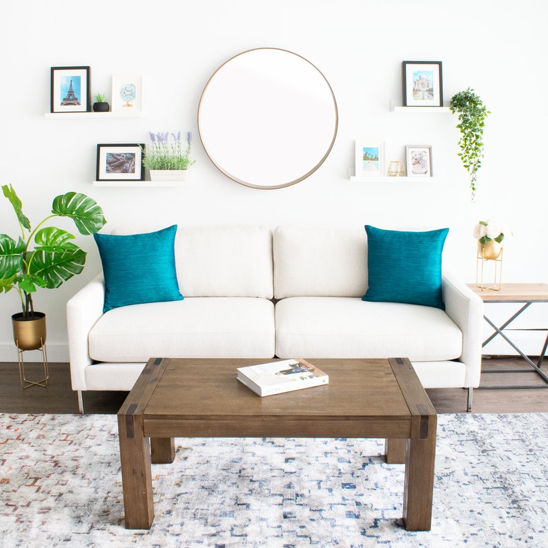 Teal Blue Decorative Pillow Cover 22x22 Inch for Sofa Couch Etsy