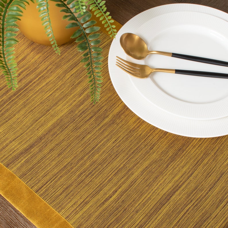 Mustard Yellow Dining Table Runner 72 inches long V Ends For Etsy