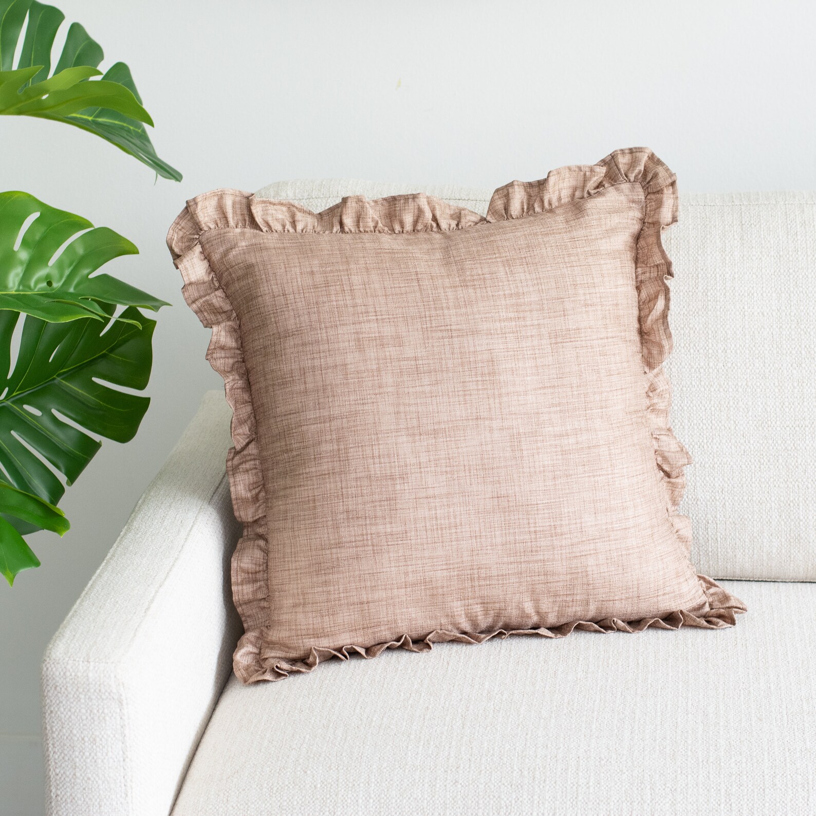 Oatmeal Solid Euro Sham Pillow Cover with Frills 26x26 inch Etsy