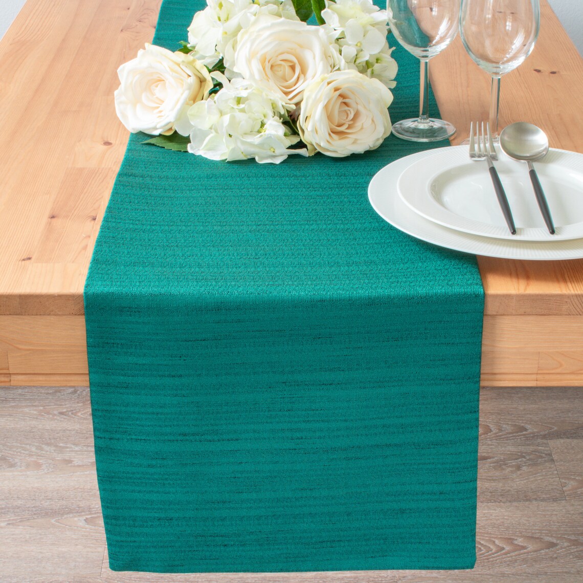 Dark Teal Long Table Runner 108 Inches Long for Dining Etsy