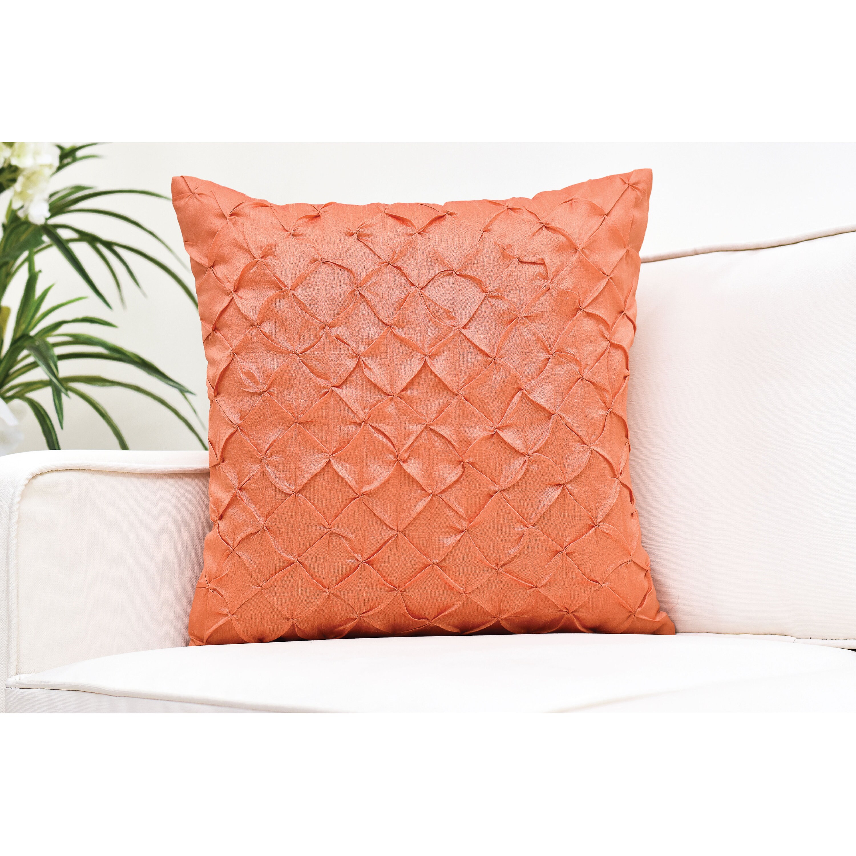 Faux Silk, Pinch Pleat, 18x18 inch, Pack of 2 The White Petals Gold