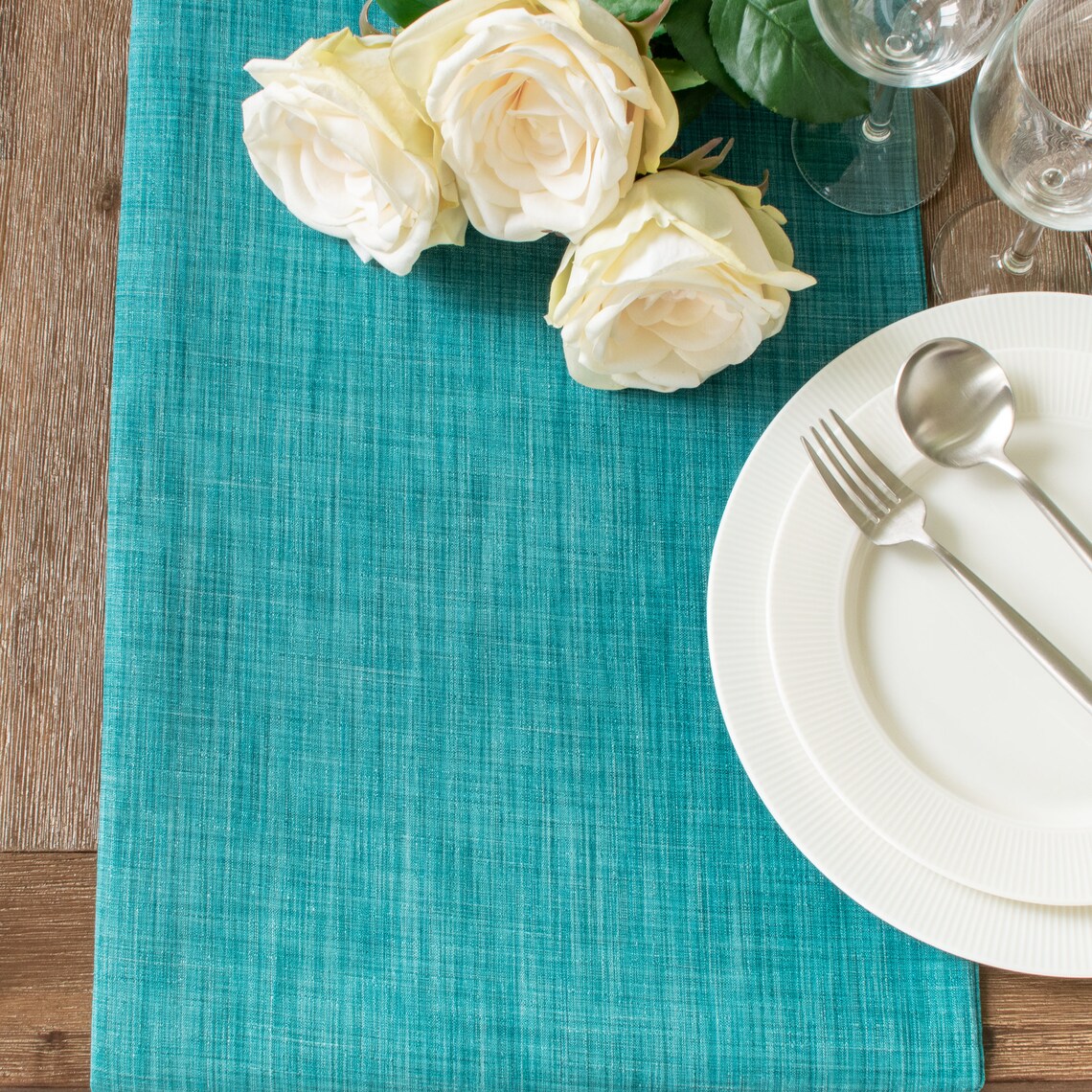 Teal Side Table Runners 36 Inch Long Dresser Scarf for Small Etsy