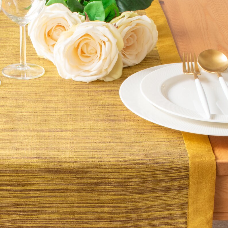 Mustard Yellow Dining Table Runner 72 inches long V Ends For Etsy