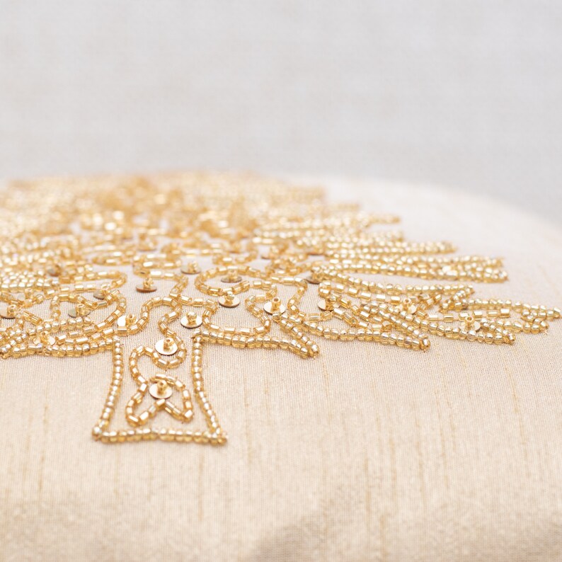 Gold Christmas Tree Pillow Embroidered Pillow Cover 12x12 Etsy