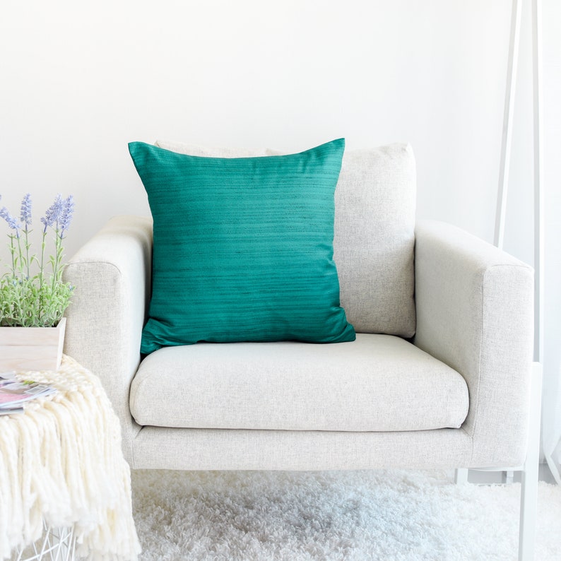 Dark Teal Throw Pillow Cover Minimalist Contemporary Etsy