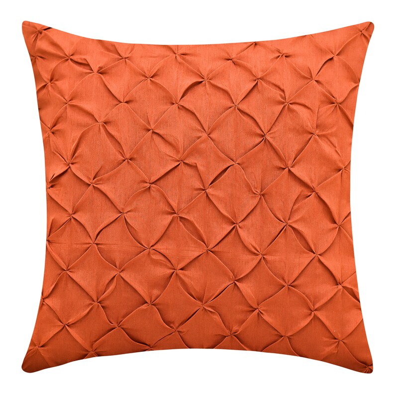Rust Throw Pillow Cover Pinch Pleat Textured Pillow Etsy